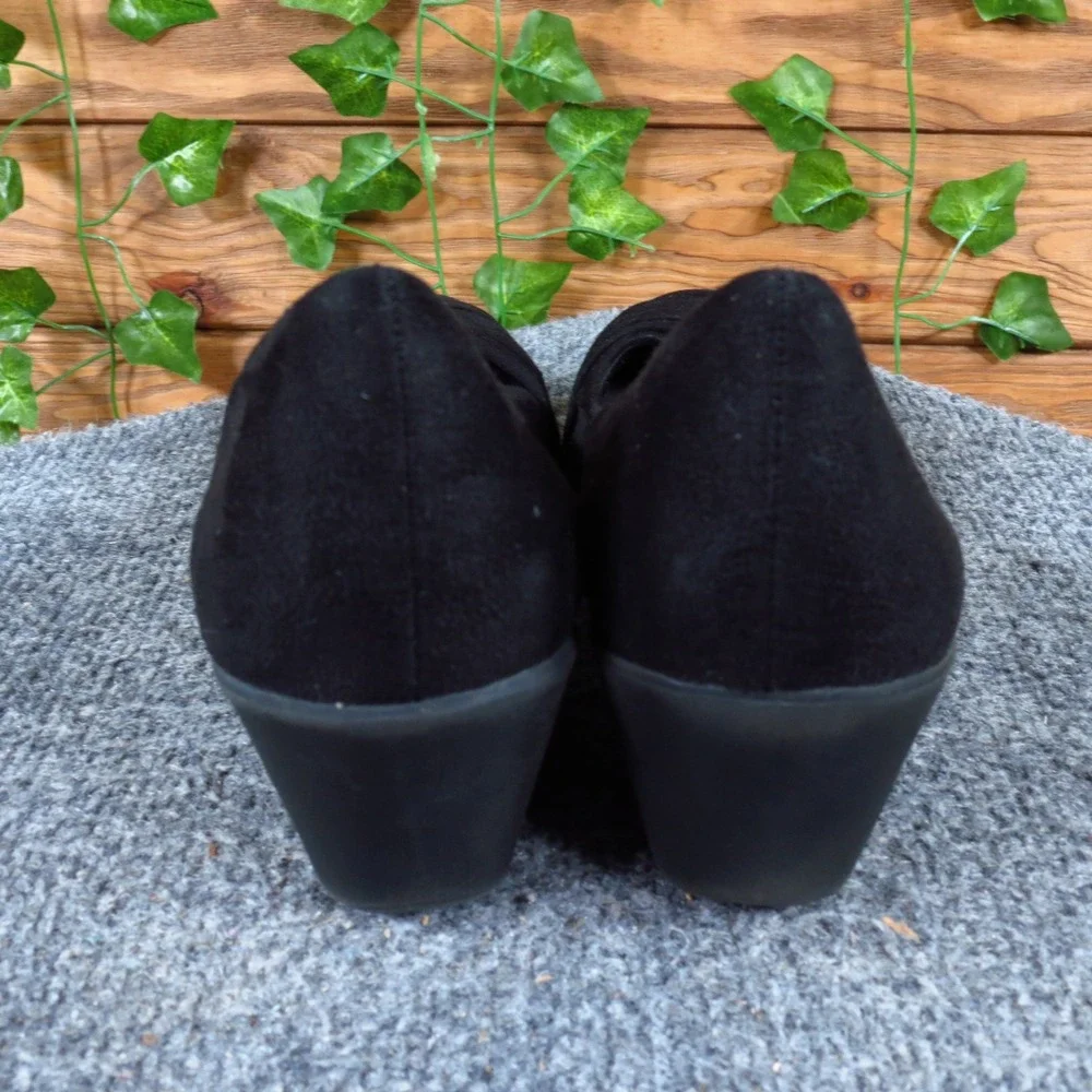 Dexflex Comfort Women Wedge Pump Size 8 Professional Office Black Faux Suede